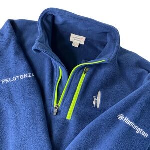 Johnnie O Fleece Pullover 1/4 Zip Men Large Jacket Soft Blue Neon Surf Pelotonia